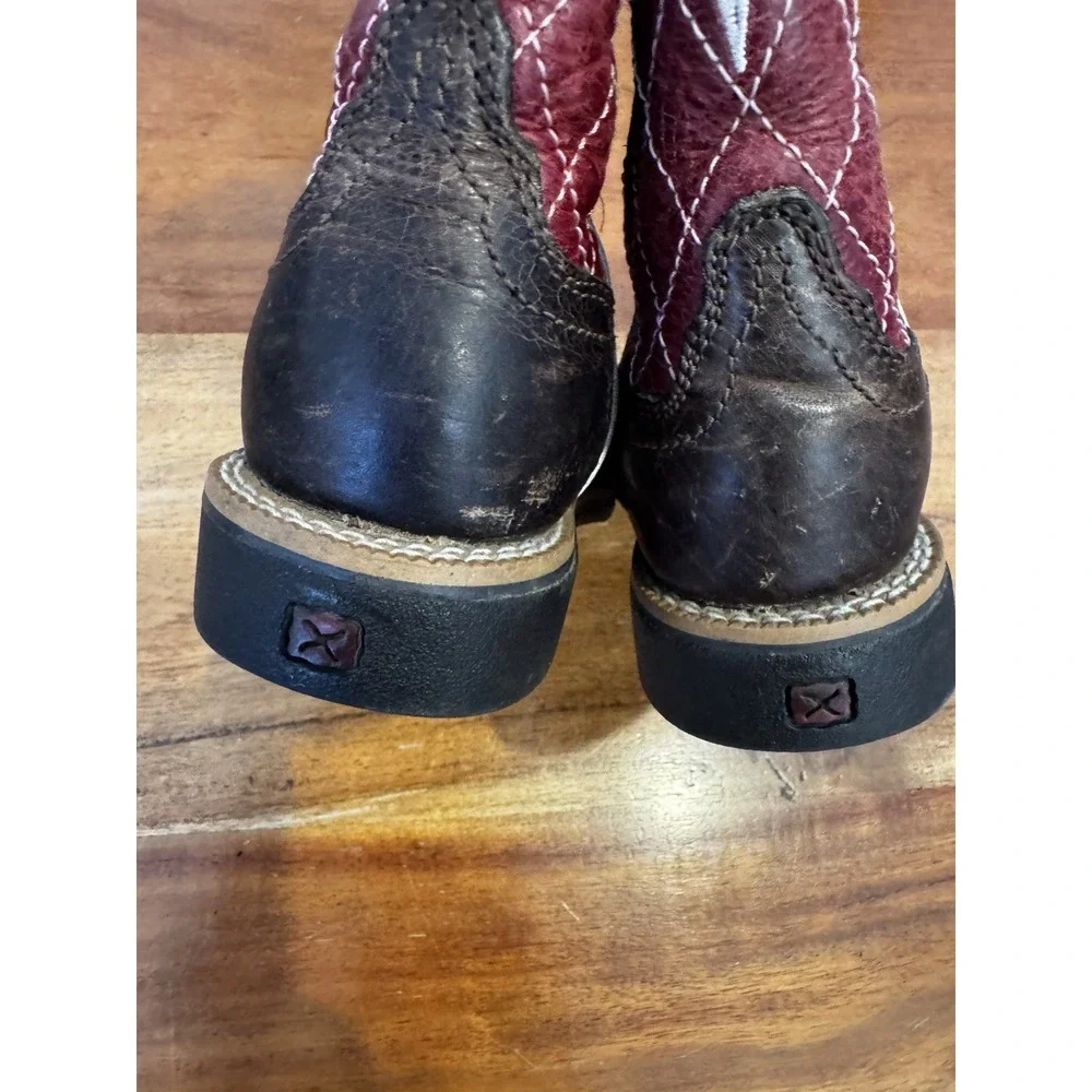 Twisted X Cross Boots Western Leather Red Brown Little‎ Boys 8.5 M